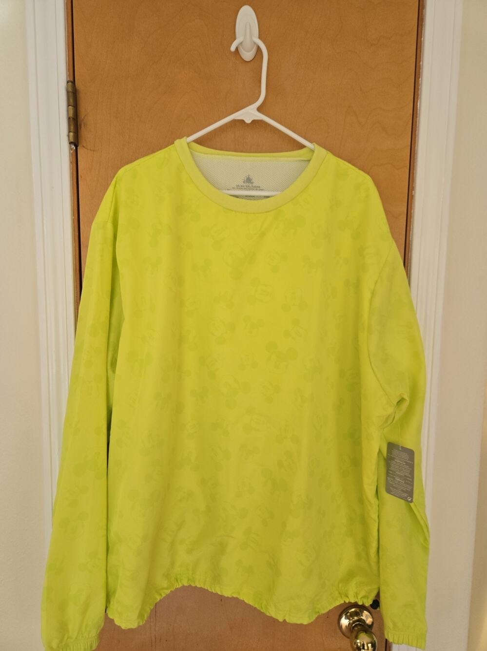 Disney Parks Mickey Mouse Pullover Shirt Size 2XL Neon Yellow New Clinch Waist